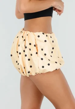 Gele Ballonshort met Zwarte Stippen en Elastische Taille