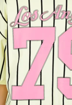 Gele Gestreepte Oversized T-shirt met Los Angeles Print