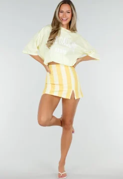 Gele Gestreepte Skort met Stretch