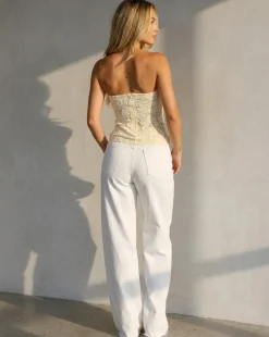 Gele Kanten Bandeau Top met Stretch