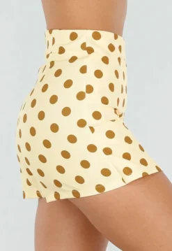 Gele Polkadot Skort met Split en Stretch