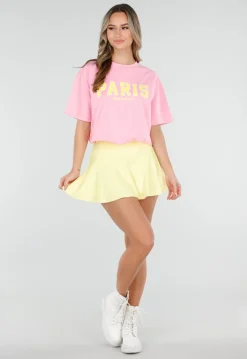 Gele Stretch Skort met Binnenbroekje en Zakken