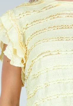 Gele Stretch Two Piece met Ruches en Shorts