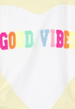 Gele Sweater met Good Vibes Print op Rug