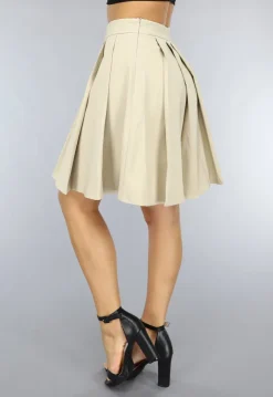 Geplooide Beige Skater Rok