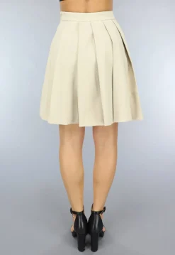 Geplooide Beige Skater Rok