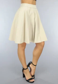 Geplooide Beige Skater Rok