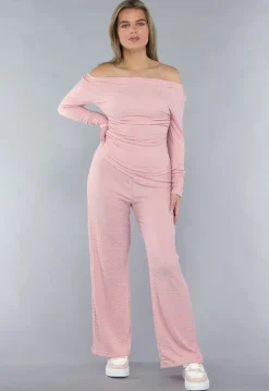 Gesmokte Stretch Two Piece in Roze