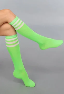 Gestreepte Neon Groene Kousen