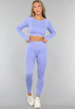 Gestreepte Print Yogabroek in Lavendel