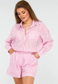 Gestreepte Two-Piece met Short en Blouse