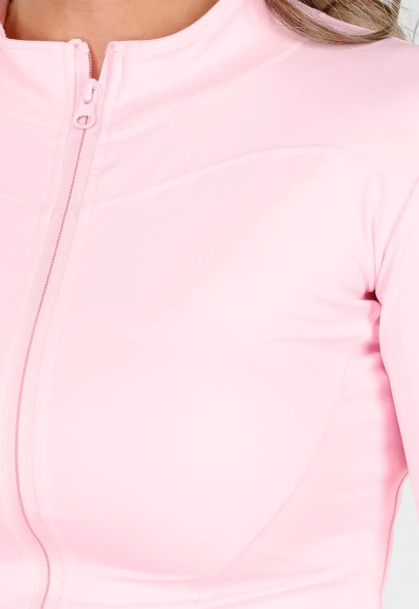 Getailleerd Lichtroze Sportvest met Stretch en Duimgaten
