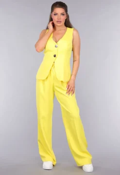 Gilet Co Ord Set met Pantalon in Geel