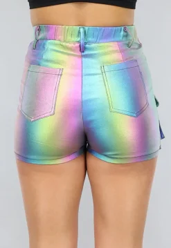 Glimmende Rainbow Overslag Cargo Skort