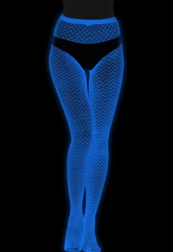Glow in the Dark Panty in Felblauw met Zigzagpatroon en Hoge Taille