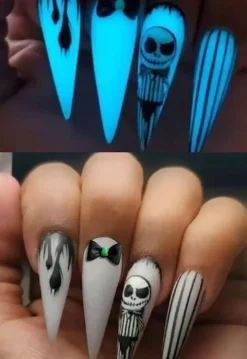 Glow In The Dark Tim Burton Halloween Plaknagels