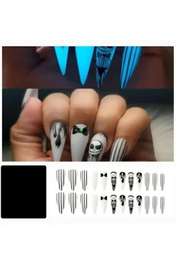 Glow In The Dark Tim Burton Halloween Plaknagels
