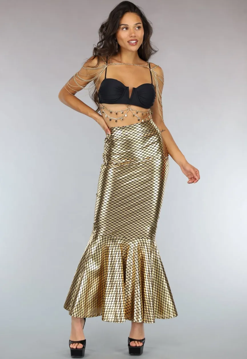 Gouden Aansluitende Zeemeerminnen Rok