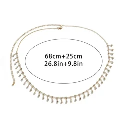 Gouden Bodychain met Strass Bedeltjes