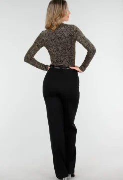 Gouden Body met Print en Lange Mouwen