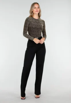 Gouden Body met Print en Lange Mouwen