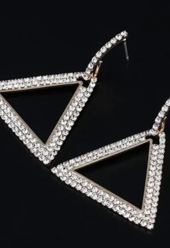 Gouden Driehoek Stainless Strass Oorbellen