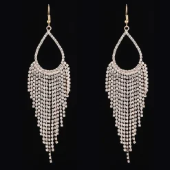 Gouden Druppel Oorbellen met Strass