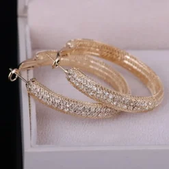 Gouden Gaas Oorbellen met Strass