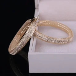 Gouden Gaas Oorbellen met Strass