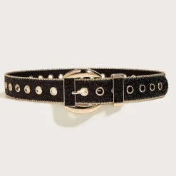 Gouden Glamour Riem met Zwarte Glitters
