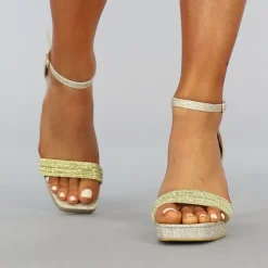 Gouden Glam Sandaletten met Strass