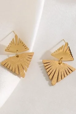 Gouden Glinsterende Triangle Oorbellen