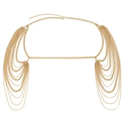 Gouden Grove Schouder Ketting met Laagjes