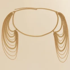 Gouden Grove Schouder Ketting met Laagjes