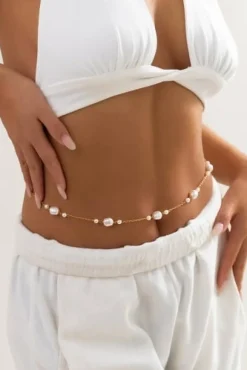 Gouden Heup Bodychain met Parels