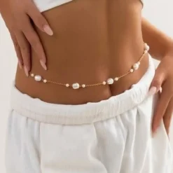 Gouden Heup Bodychain met Parels