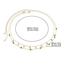 Gouden Heup Bodychain met Sterretjes en Groene Steentjes