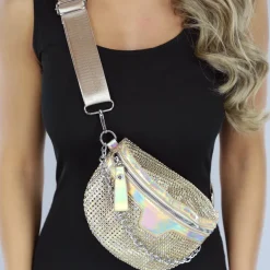 Gouden Holografische Glitter Crossbody Tas
