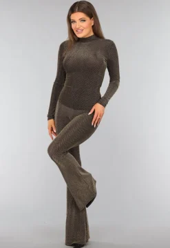 Gouden Lange Mouwen Glitter Top