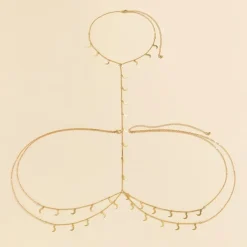 Gouden Layered Bodychain met Halve Maantjes