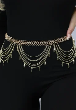 Gouden Layered Heupriem met Bedeltjes