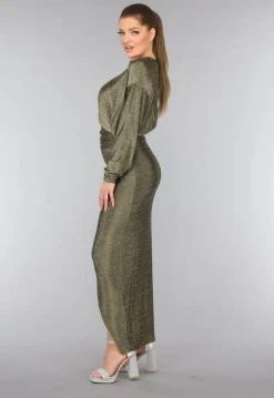 Gouden Maxi Jurk met Strass Steentjes