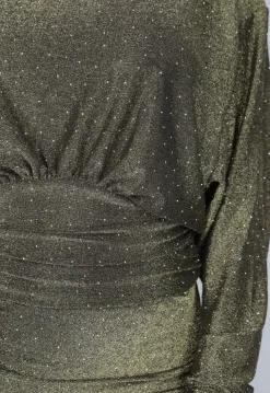 Gouden Maxi Jurk met Strass Steentjes