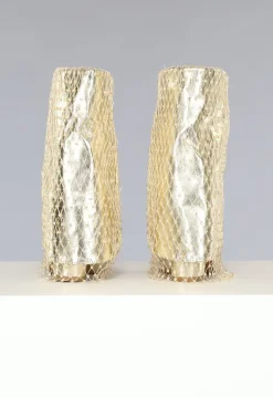 Gouden Overslag Boots met Fishnet Strass
