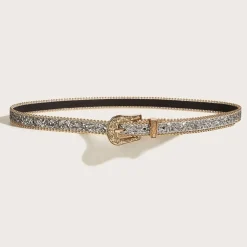 Gouden Parel Riem met Sierlijke Gesp en Zilveren Glitters