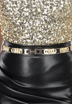 Gouden Rekbare Riem met Gouden Riemen