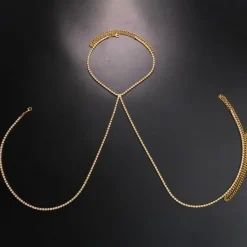 Gouden Strass Between Boob Ketting
