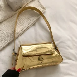 Gouden Verstelbare Metallic Schoudertas
