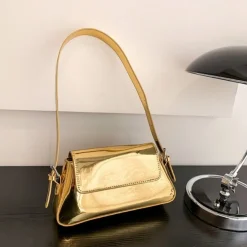 Gouden Verstelbare Metallic Schoudertas