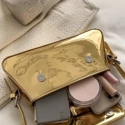 Gouden Verstelbare Metallic Schoudertas